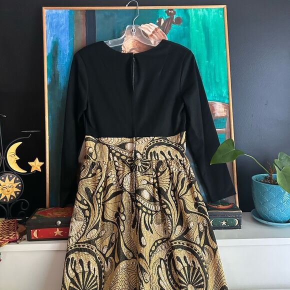 Nu-Mode Vintage 70’s Black and Gold Long Sleeve Dress Small - Picture 11 of 16